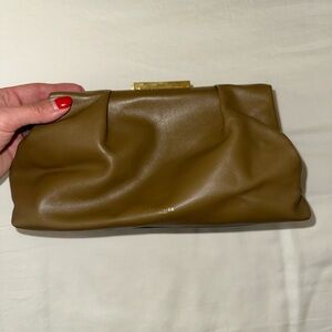DeMellier London Olive Green Leather 2-Way Clutch